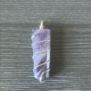 Purple Amethyst Silver Spiral Necklace